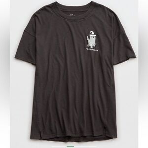 Aerie Oversized Feelin’ Witchy Ghost Graphic Tee Gray Size S NWT